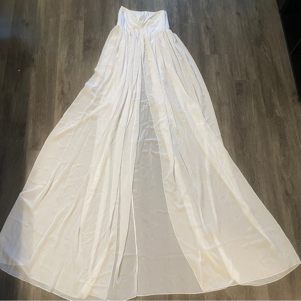 White Split Front Chiffon Maternity Dress